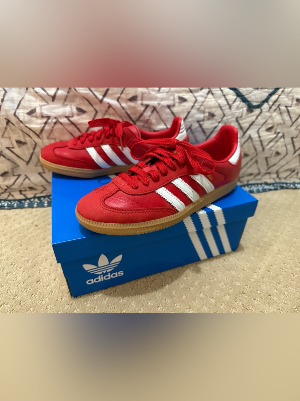 *EUC* adidas Samba OG W, Better Scarlet w/White Three Stripes, Sz 6.5W/5M Unisex